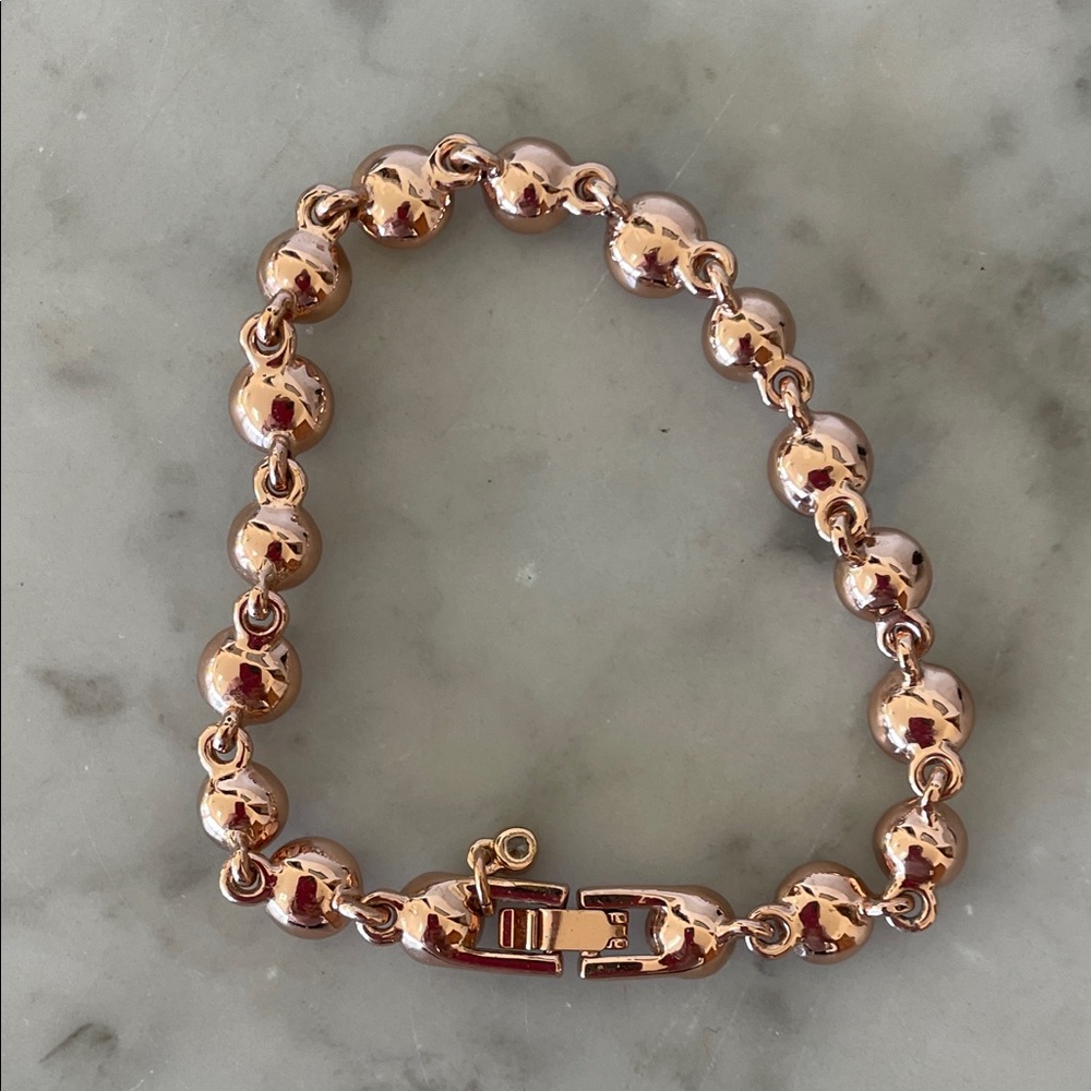 GIVENCHY Rose Gold Tennis Bracelet with Clear Crystals - Picture 10 of 16